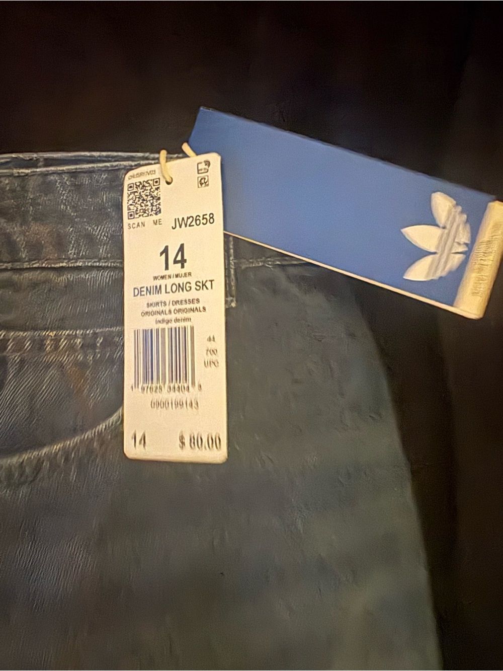 adidas Dark Blue Denim Midi Skirt with Side Stripes - Picture 4 of 4